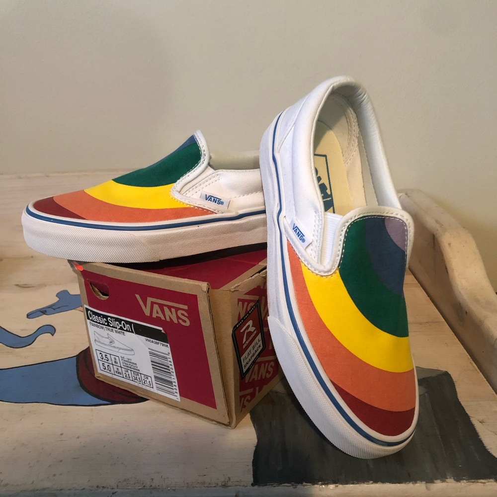 New Vans Rainbow slip ons